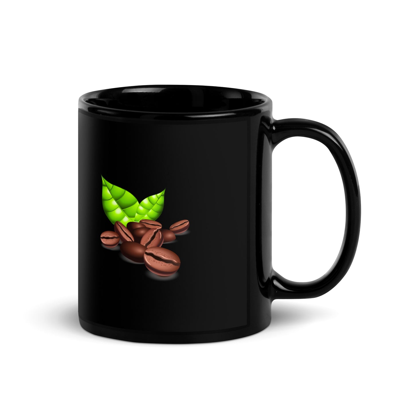 Coffee Beans Black Glossy Mug
