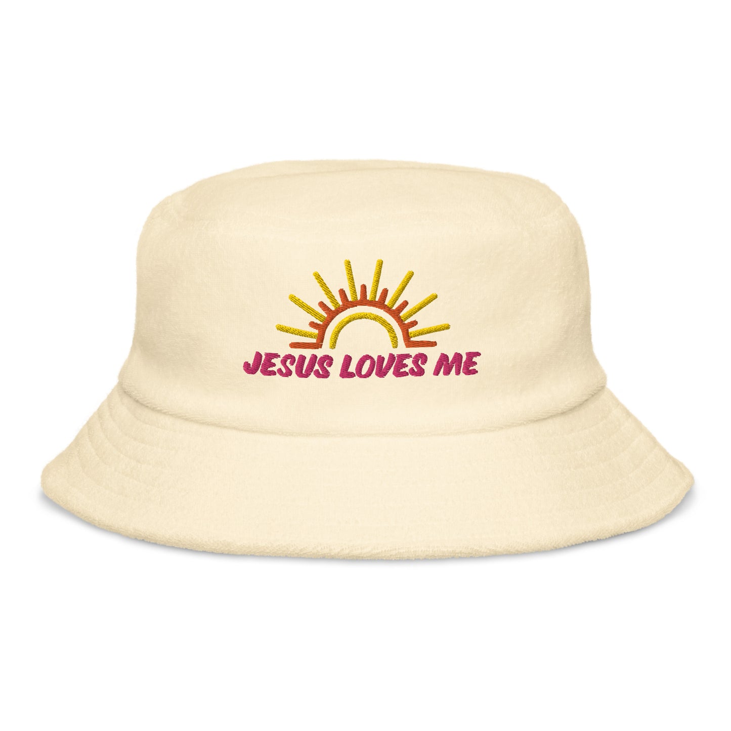 Jesus Loves Me terry cloth bucket hat